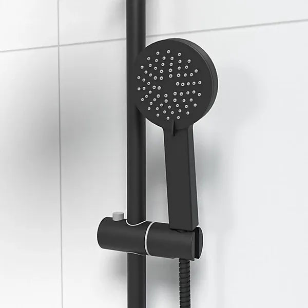 Round Exposed Shower Riser Rail Kit – Matt Black Adjustable
