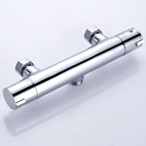 Thermostatic Round Shower Mixer Valve with Slider Rail Kit Modern Chrome Finish