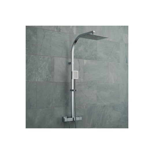 Bathroom Fort Square Rigid Riser Shower Kit - Modern Chrome Finish
