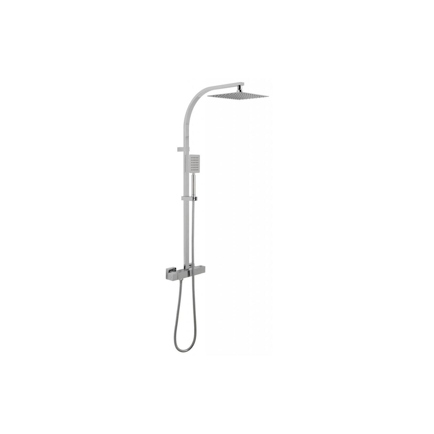 Bathroom Fort Square Rigid Riser Shower Kit - Modern Chrome Finish