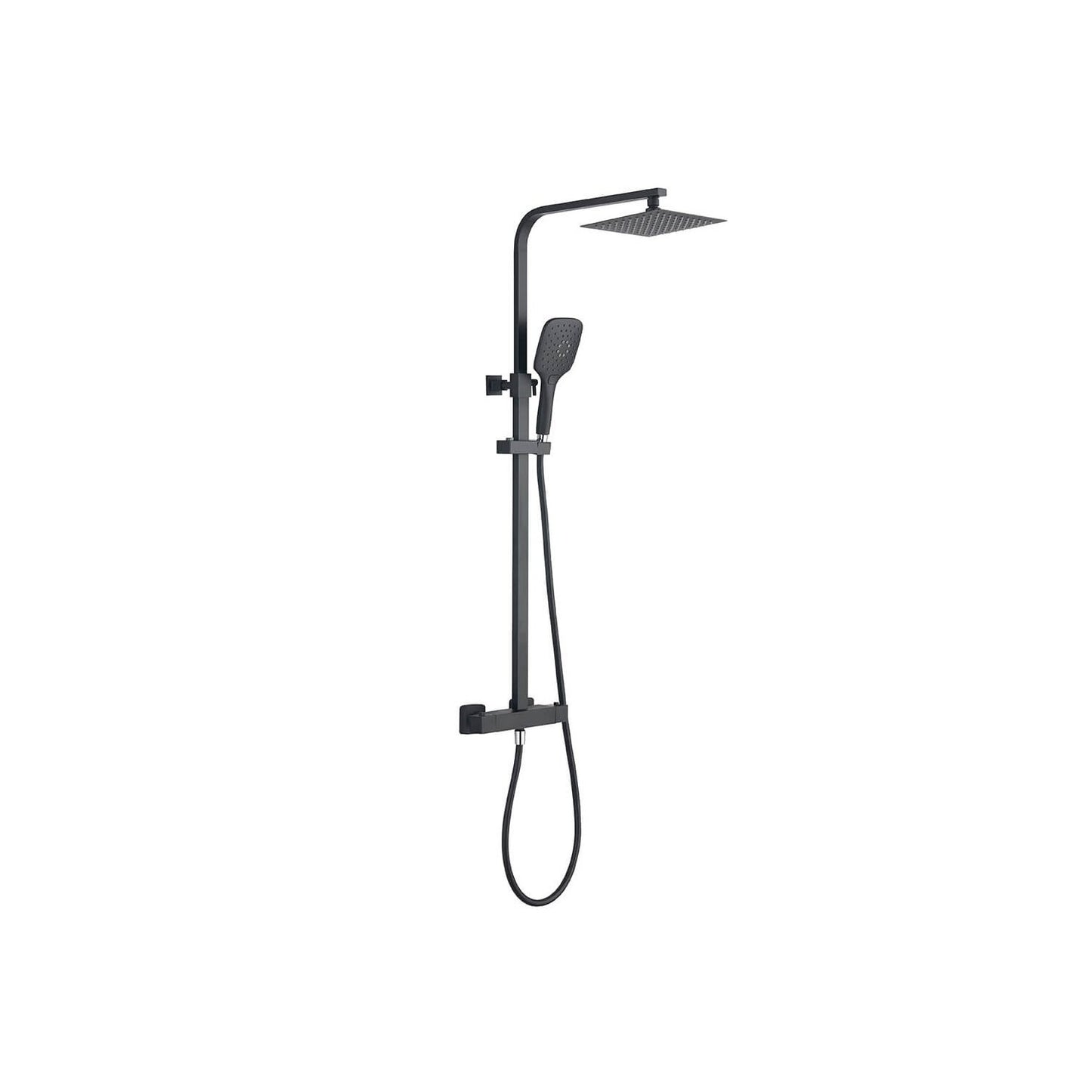 Bathroom Fort Square Rigid Riser Shower Kit - Matt Black Finish