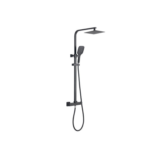 Bathroom Fort Square Rigid Riser Shower Kit - Matt Black Finish