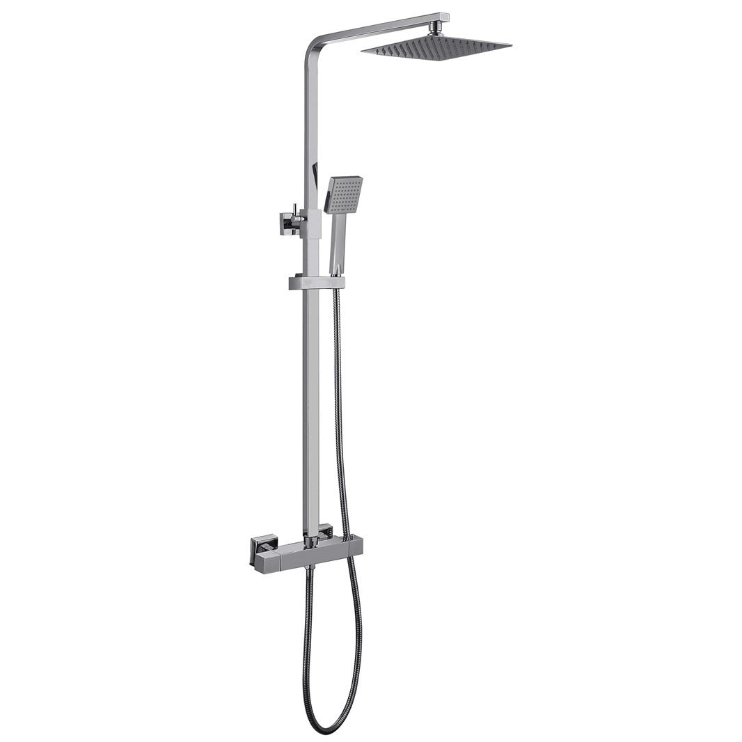 Bathroom Fort Square Rigid Riser Shower Kit - Chrome Finish