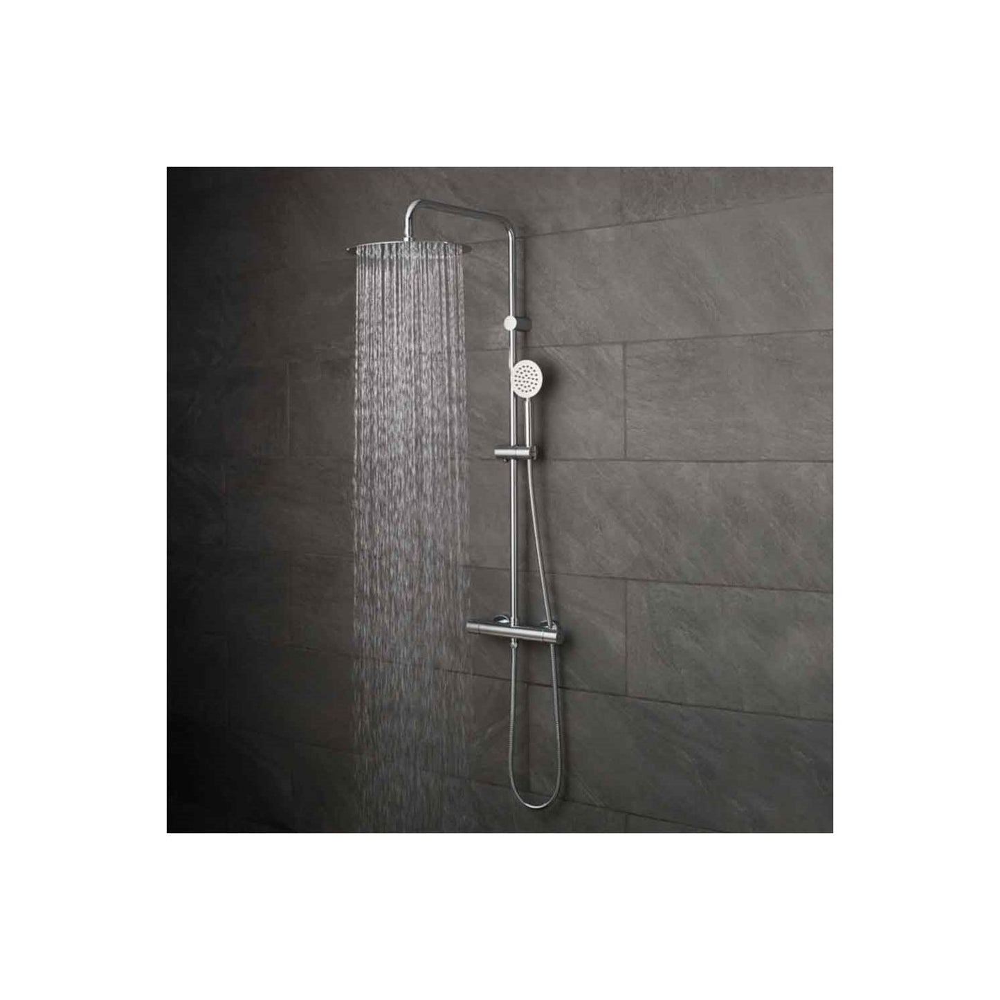 Bathroom Fort Round Rigid Riser Shower Kit - Modern Chrome Finish