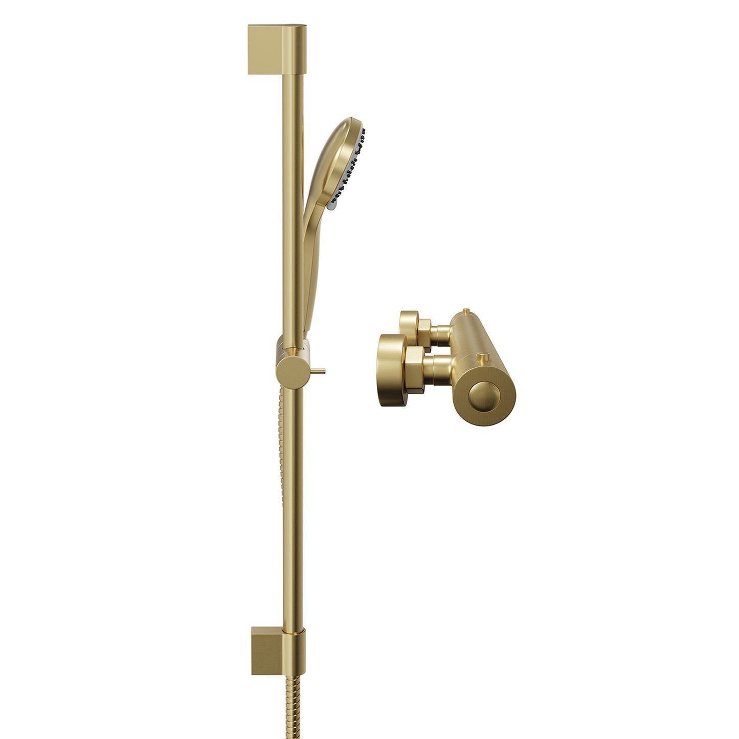 Bathroom Fort Thermostatic Round Shower Mixer & Slider Rail Kit - Brushed Brass