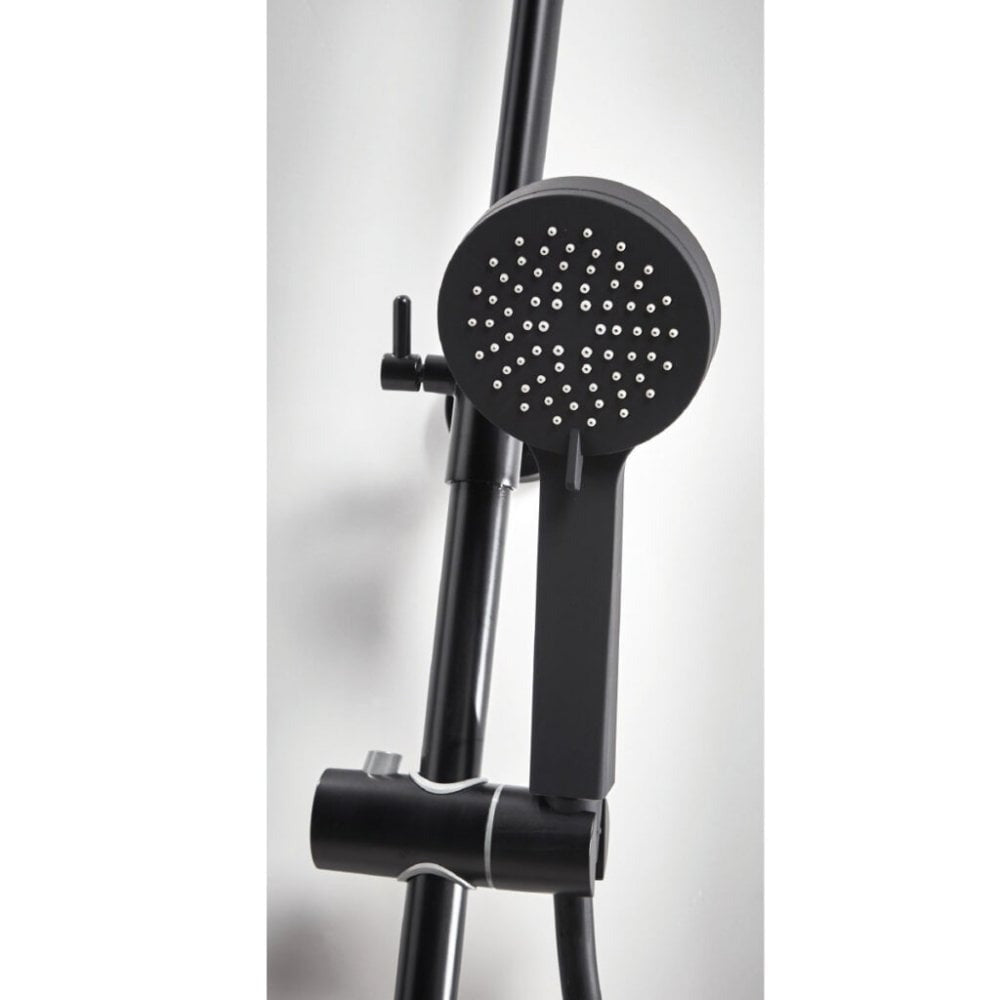 Matt Black Round Rigid Riser Shower Kit with Thermostatic Control Middleton