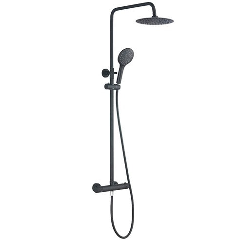 Bathroom Fort Round Rigid Riser Shower Kit - Matt Black Finish