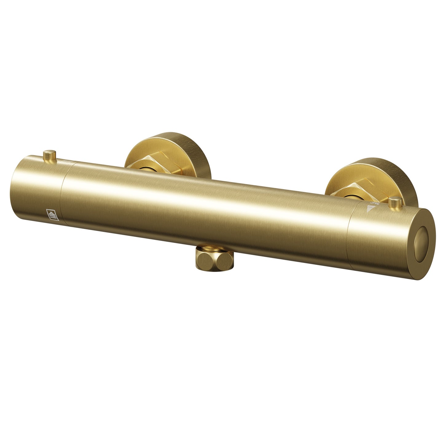 Bathroom Fort Thermostatic Round Shower Mixer & Slider Rail Kit - Brushed Brass