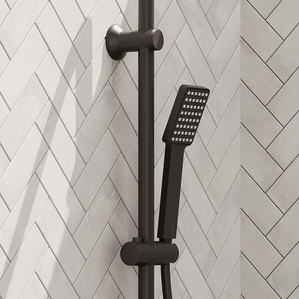 Bathroom Fort Square Rigid Riser Shower Kit - Matt Black Finish