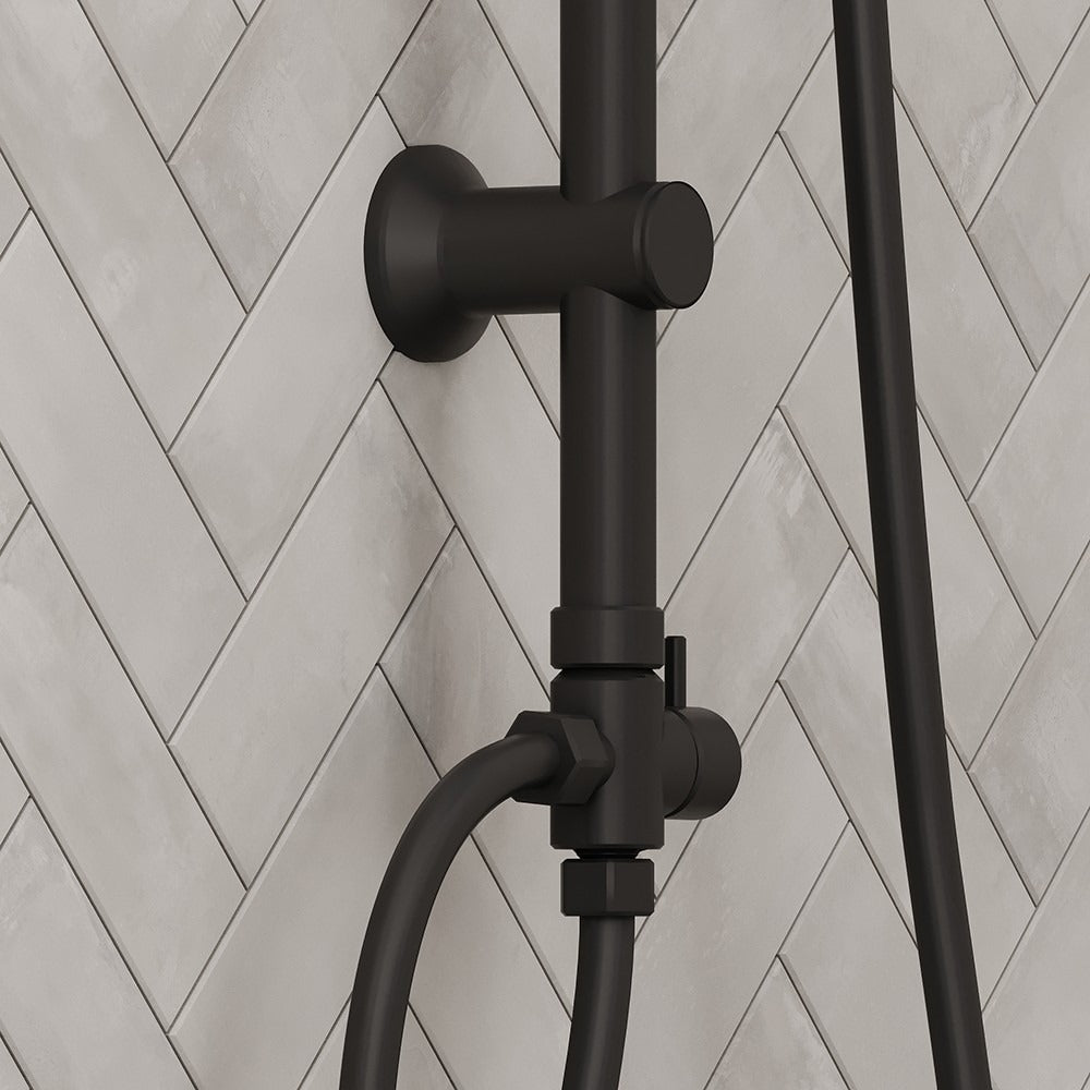 Bathroom Fort Square Rigid Riser Shower Kit - Matt Black Finish
