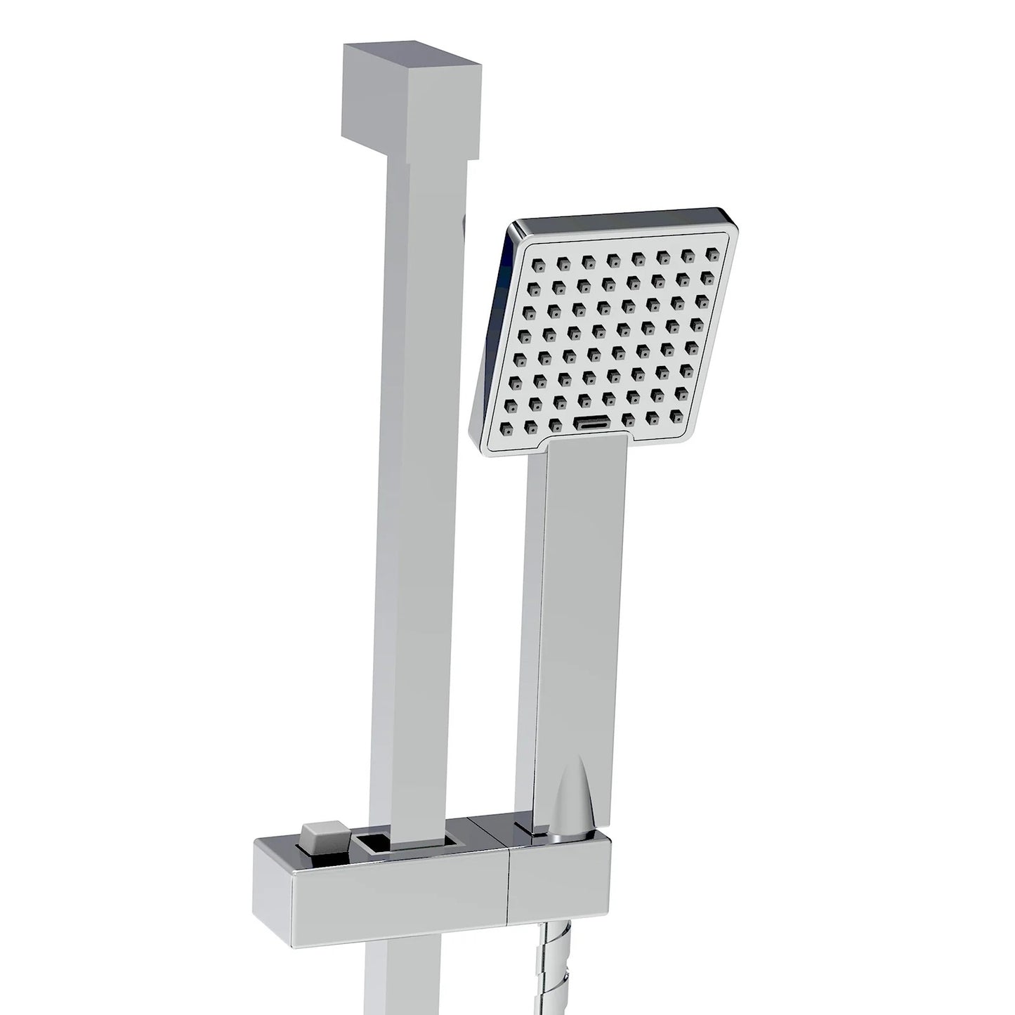 Thermostatic Square Shower Mixer Valve with Slider Rail Kit – Chrome Finish