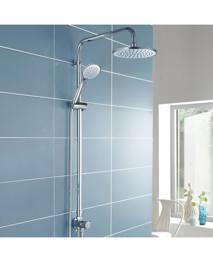 Round Exposed Shower Riser Rail Kit – Chrome Finish