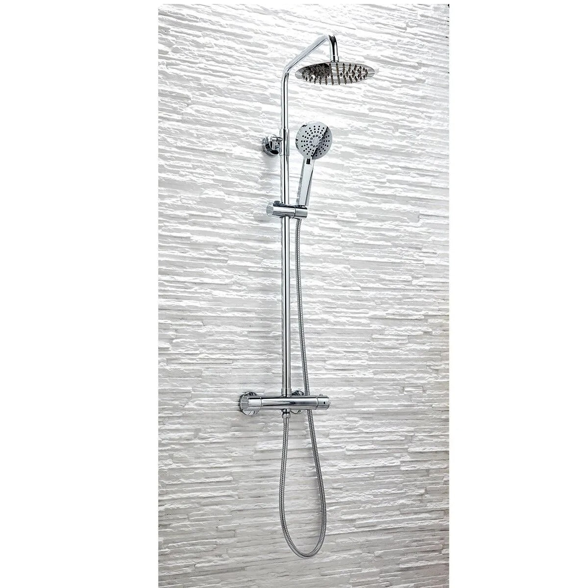 Bathroom Fort Round Rigid Riser Shower Chrome Finish Modern Stylish Bathrooms