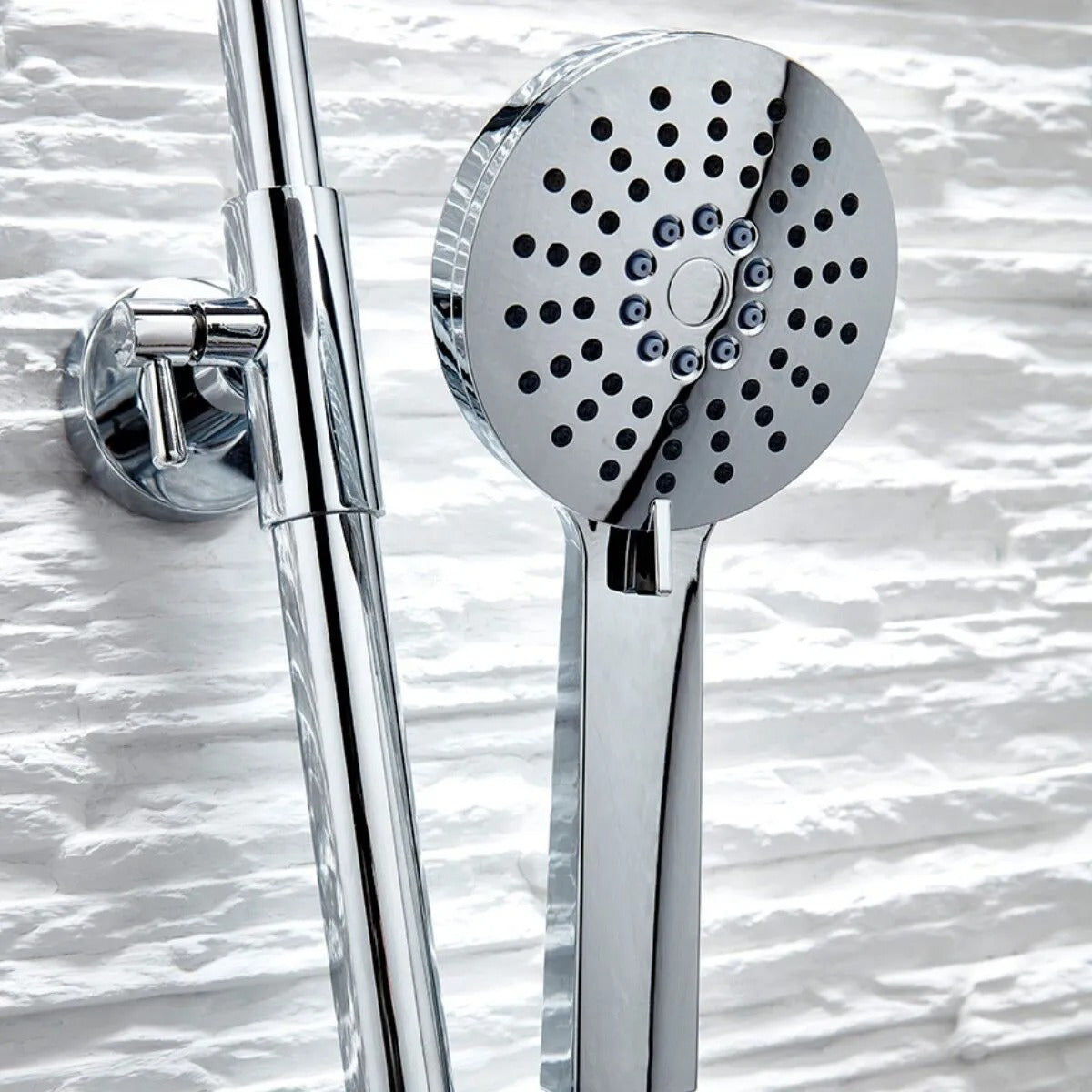 Bathroom Fort Round Rigid Riser Shower Chrome Finish Modern Stylish Bathrooms