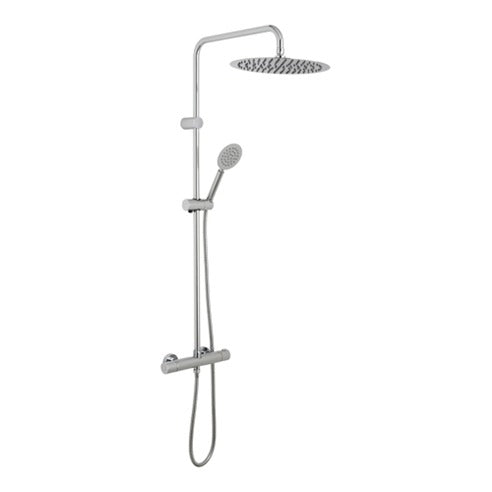 Bathroom Fort Round Rigid Riser Shower Kit - Modern Chrome Finish