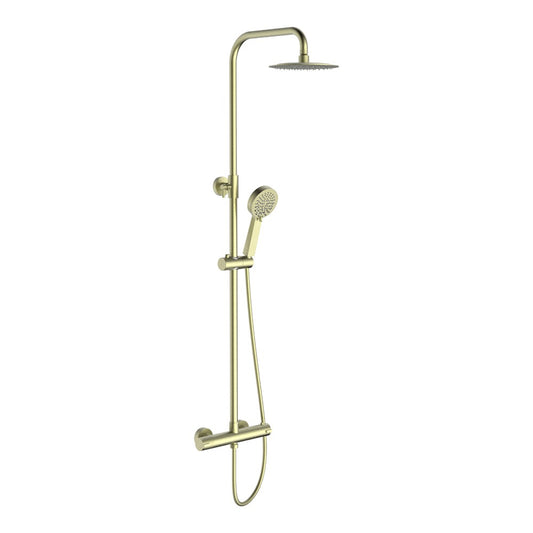 Bathroom Fort Round Rigid Riser Shower Kit - Brushed Brass Finish