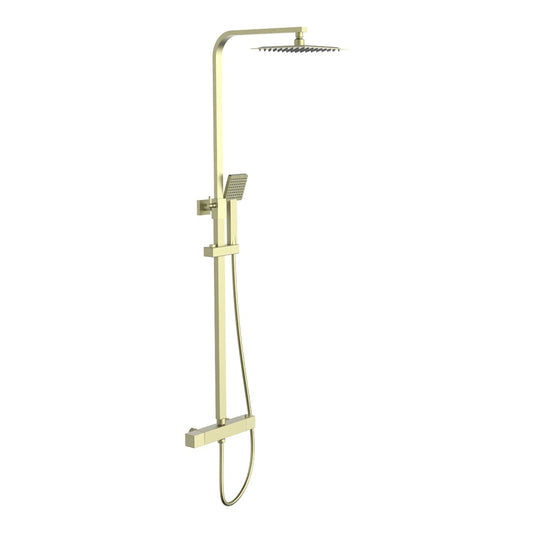 Bathroom Fort Square Rigid Riser Shower Kit - Brushed Brass Finish