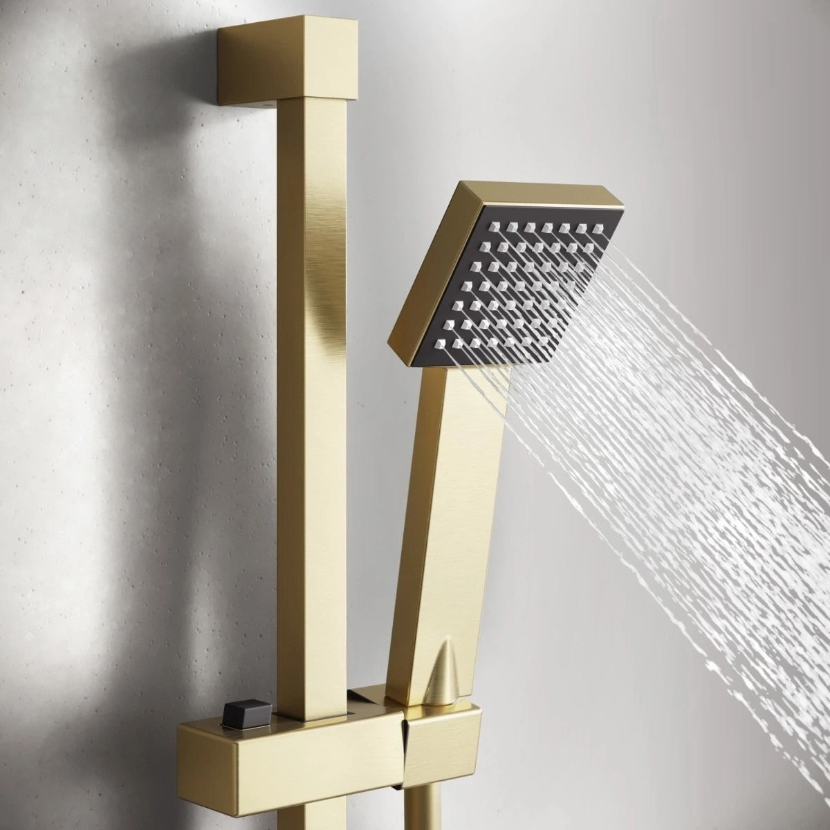 Thermostatic Square Shower Mixer Valve with Slider Rail Kit Brushed Brass Finish
