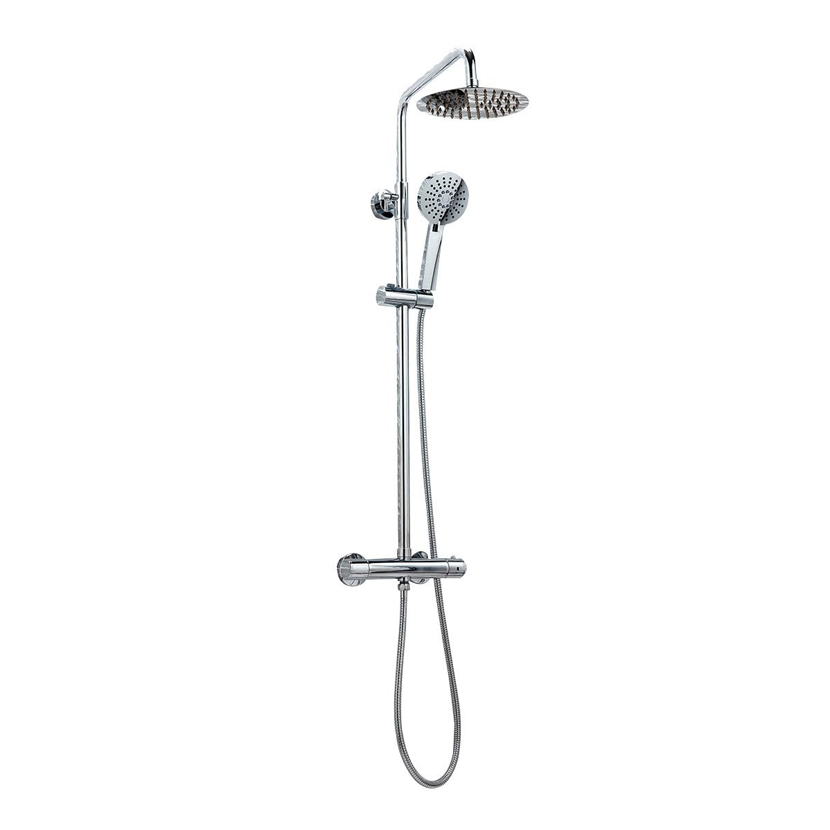 Bathroom Fort Round Rigid Riser Shower Chrome Finish Modern Stylish Bathrooms