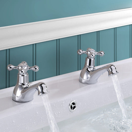 Breeze Bath Taps – Pair of Chrome Finish Modern Bathroom Taps for Bathtubs