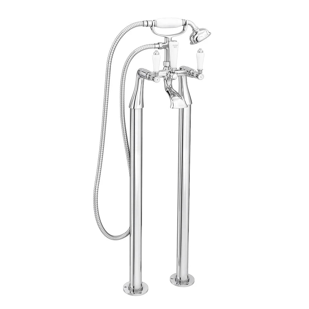 Bristol Traditional Freestanding Bath Shower Mixer Tap with Handheld Shower - Chrome