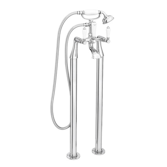 Bristol Traditional Freestanding Bath Shower Mixer Tap with Handheld Shower - Chrome