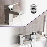 Chrome Bathroom Basin Mixer Tap Bath Shower Mixer Tap & Waste