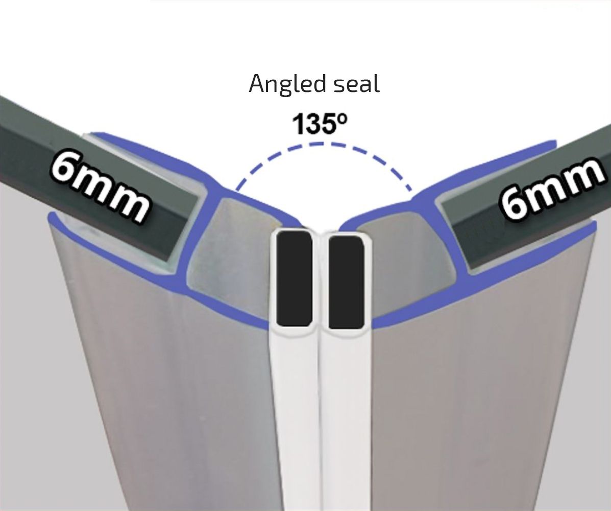 Clear 135° Magnetic Shower Enclosure Seal – 6mm Glass | 2000mm Length