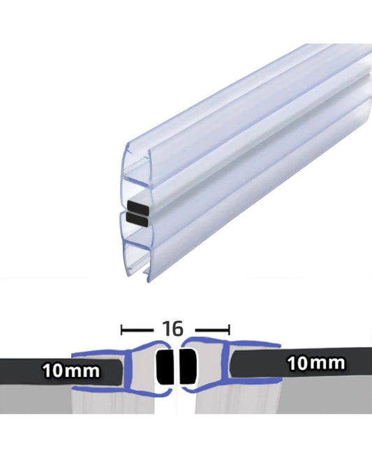 Clear 180° Magnetic Shower Enclosure Seal – 10mm Glass | 2000mm Length