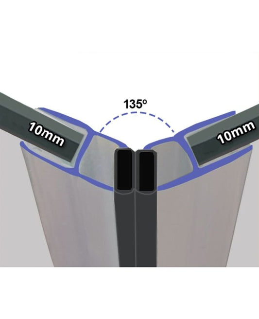 Clear 135° Magnetic Shower Enclosure Seal – 10mm Glass | 2000mm Length