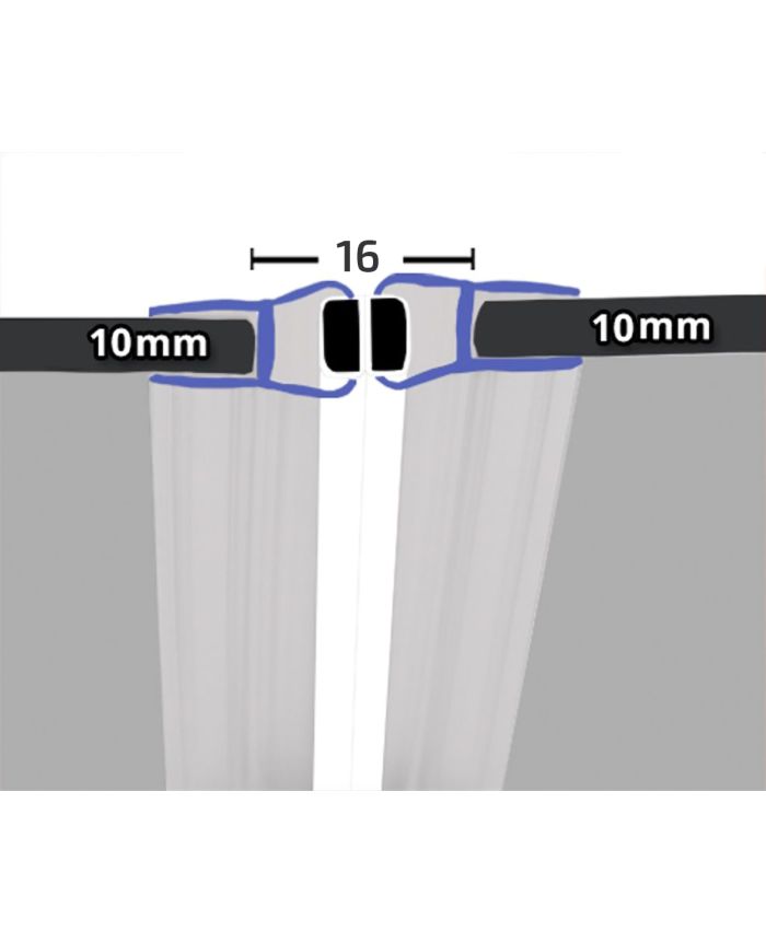 Clear 180° Magnetic Shower Enclosure Seal – 10mm Glass | 2000mm Length