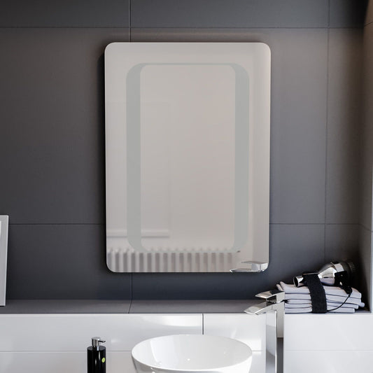LED Round Corner Bathroom Mirror with Built-in Light | Modern Vanity Mirror