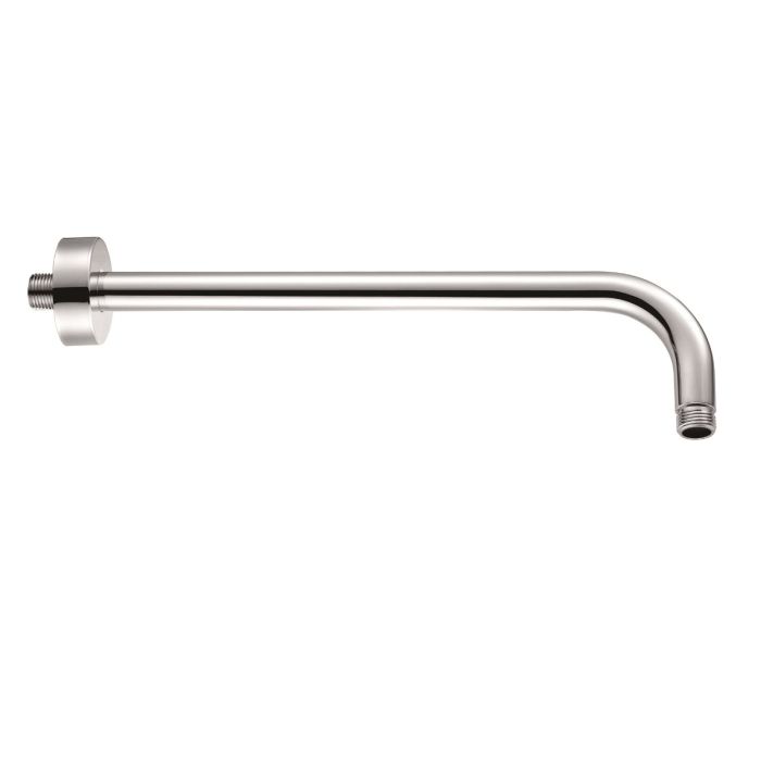 Brushed Nickel Wall Mounted Shower Arm 380mm with Flange – Modern Bathroom Fixture