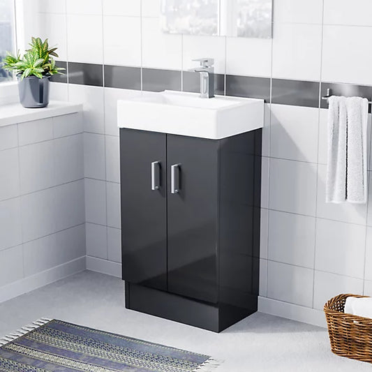 DEVON 450 Floorstanding Vanity Unit - Anthracite Finish with Ceramic Basin