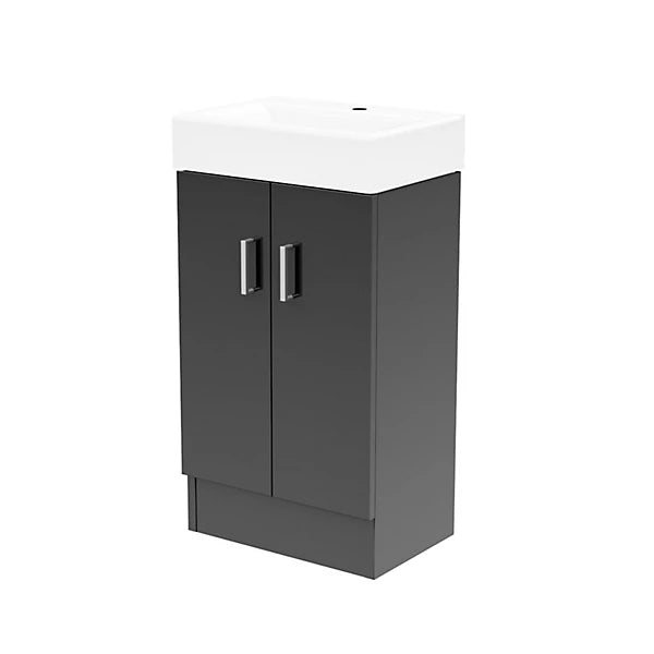 DEVON 450 Floorstanding Vanity Unit - Anthracite Finish with Ceramic Basin