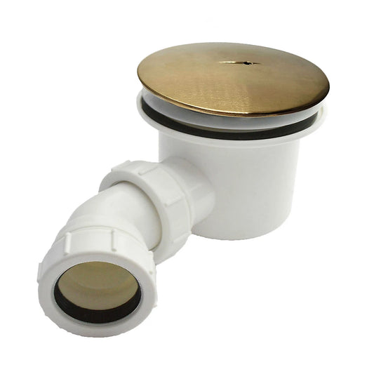 90mm Brushed Brass Top Fast Flow Shower Tray Waste