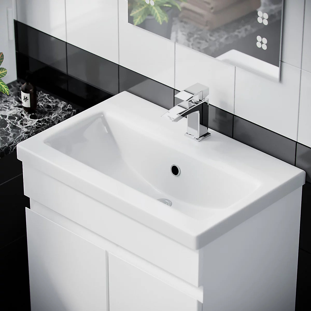 HARROW 500 Floorstanding Doors White • Ceramic Basin 510w x 840h x 395d