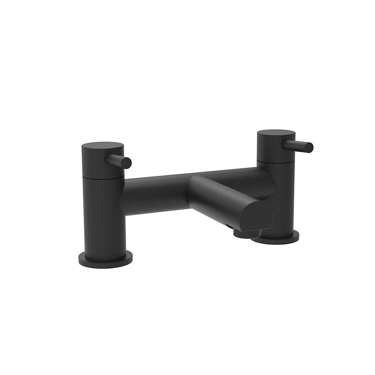 Matt Black Bath Filler Mixer Tap – Modern Round Twin Lever Design
