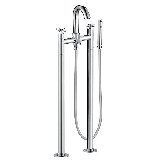 Aqua Freestanding Bath Shower Mixer – Modern Chrome Finish with Handset & Hose