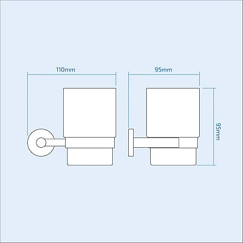 Moda Wall Mounted Tumbler Holder with Ceramic Cup - Chrome Finish