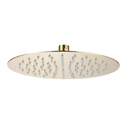 Round Ultra Slim Rainfall Shower Head 250mm Brushed Brass