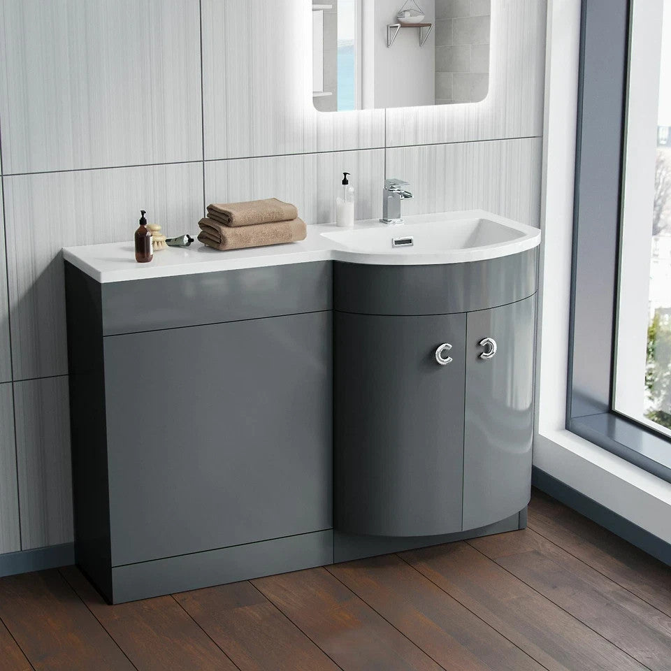 PARIS 1100 Right Anthracite Resin Basin - 1100w x 825h x 460d