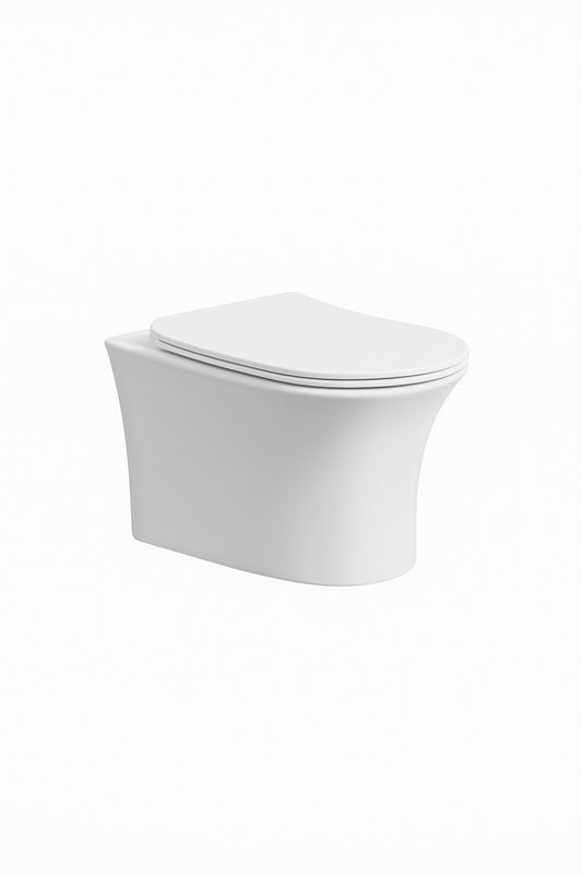 Haven Rimless Wall Hung Toilet & Soft Close Seat 370w x 368h x 490d - White