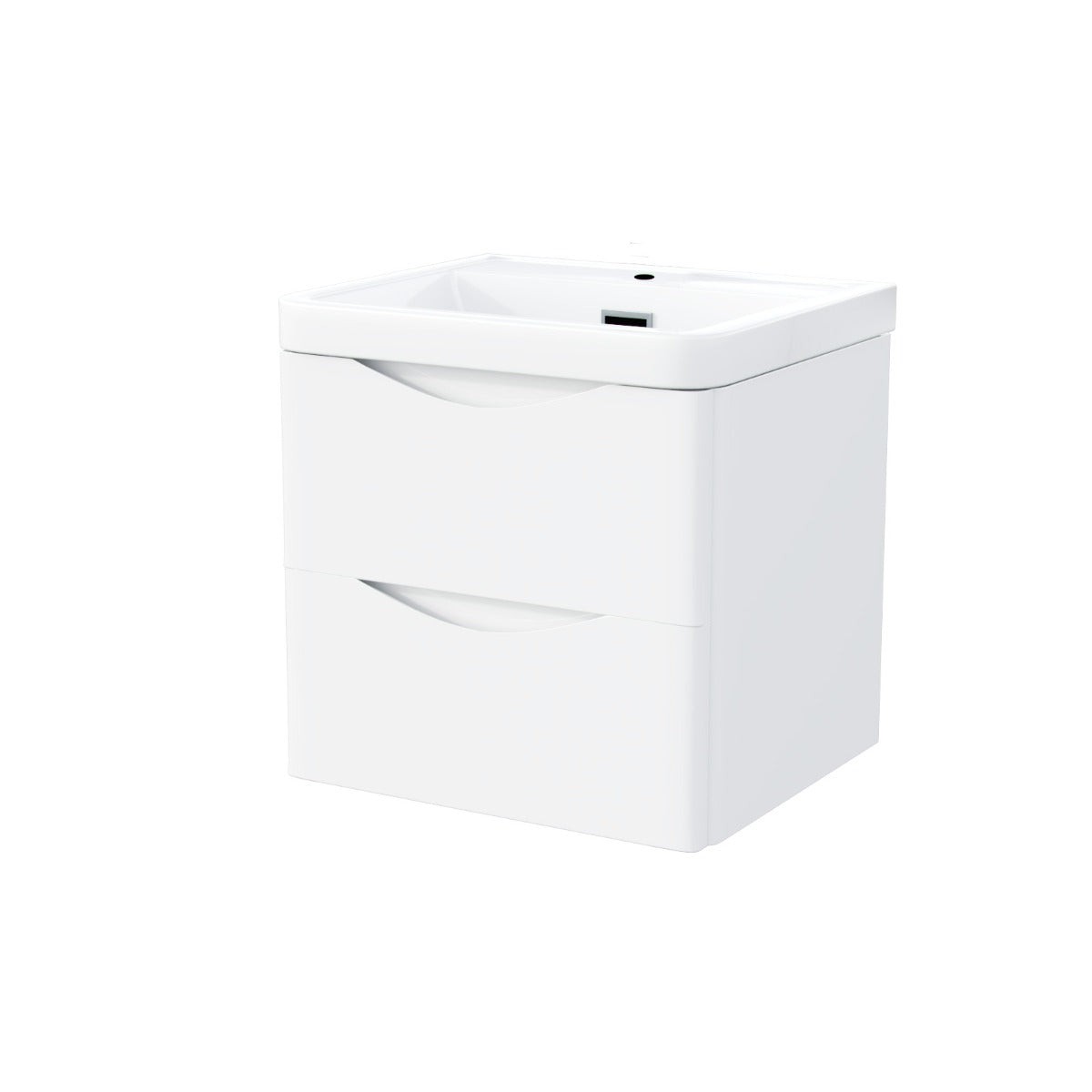 DWELTA 500 Wall Hung White Ceramic Basin - 500w x 500h x 430d