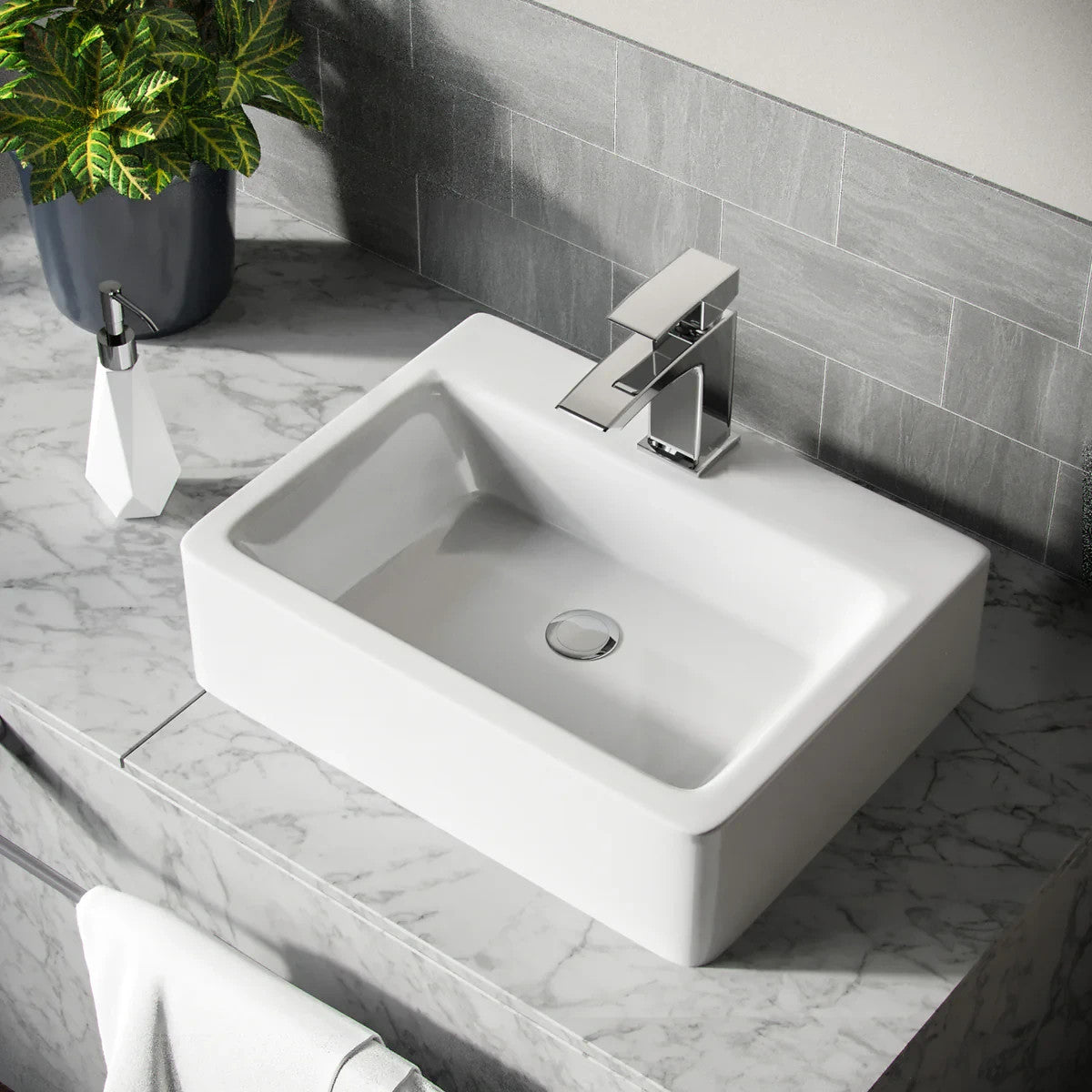 Countertop or Wall Hung Basin 420w x 135h x 320d - Waste & Fixing Kit Not Included