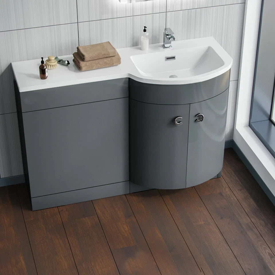 PARIS 1100 Right Anthracite Resin Basin - 1100w x 825h x 460d
