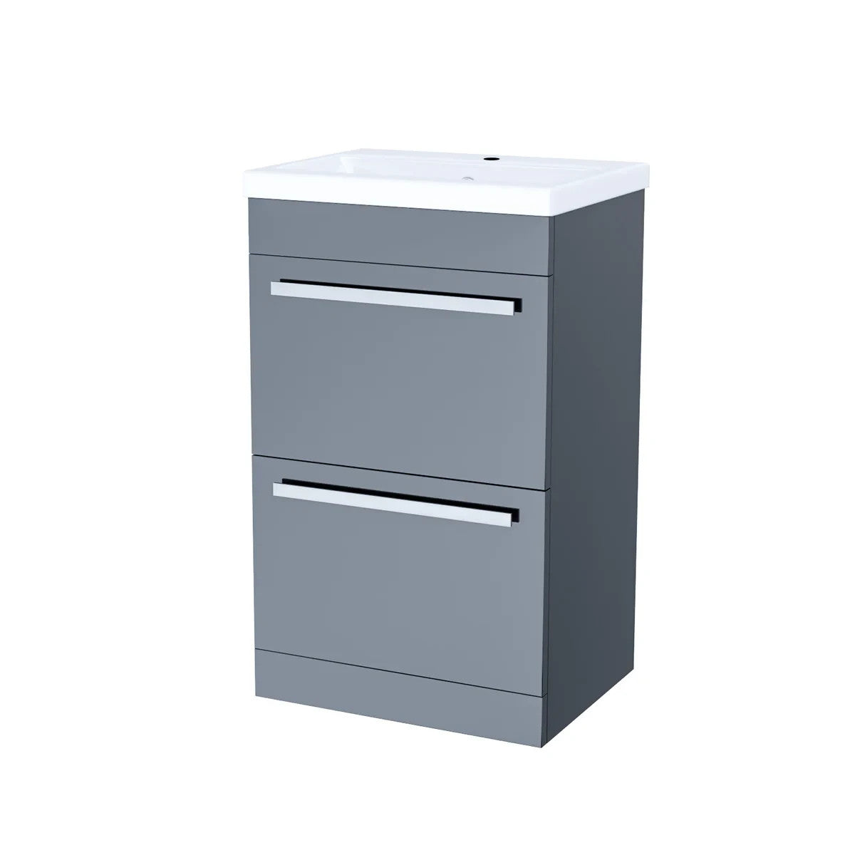 DEVON 500 Floorstanding Twin Drawers Matt Grey Ceramic Basin - 510w x 830h x 395d