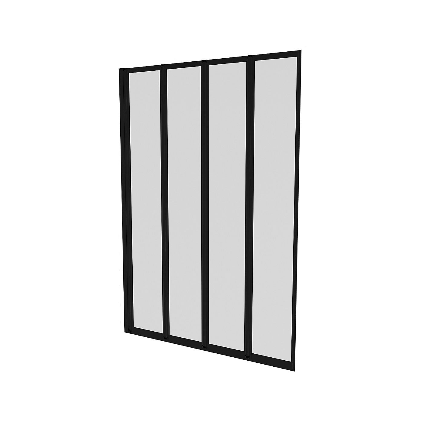 4 Folding Glass Panel Door Bath Shower Screen Matt Black 4mm Thick