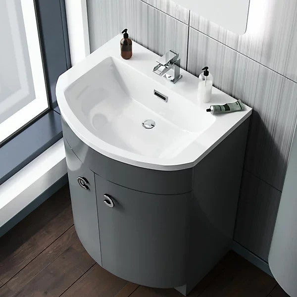 PARIS 600 Floorstanding Anthracite Bathroom Resin Basin - 600w x 825h x 460d