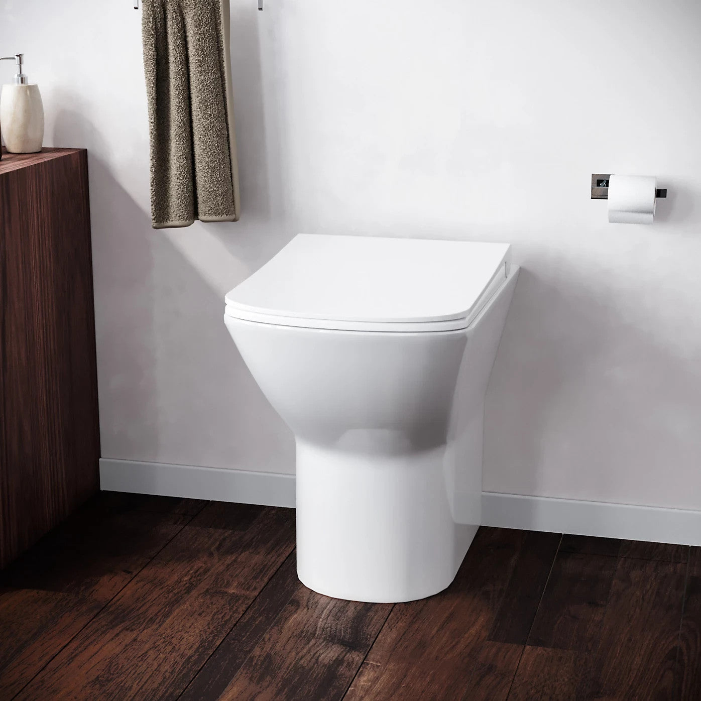 Esen Rimless Comfort Height Back to Wall Hung Toilet & Soft Close Seat - White 360w x 400h x 520d